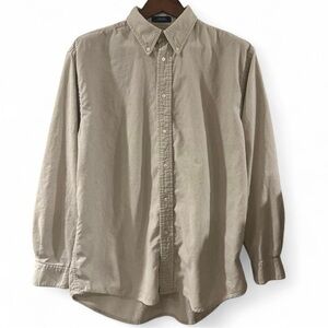 Vintage Men's Tan Curdoroy Button-Down Shirt Size Large